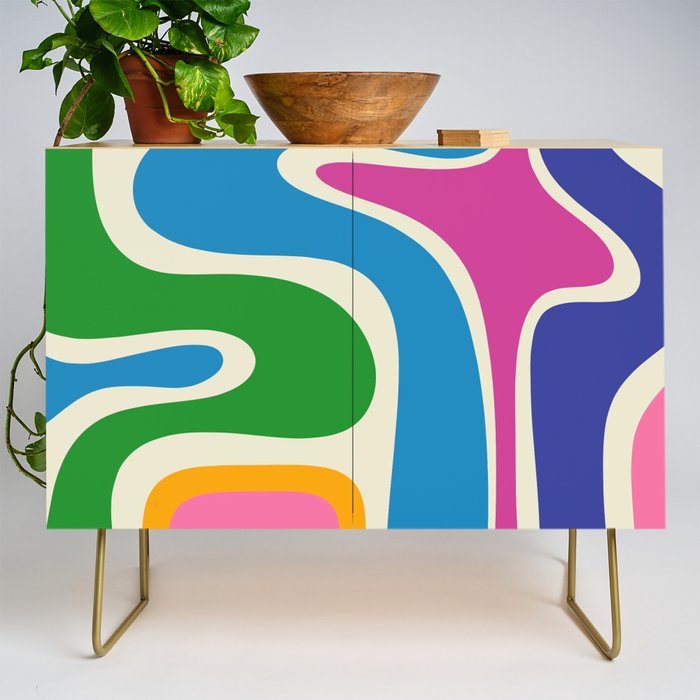 Retro Copacetic Colorful Fun Abstract Pattern Credenza Gallery Image 1