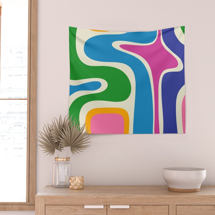 Retro Copacetic Colorful Fun Abstract Pattern Wall Tapestry Gallery Image 2