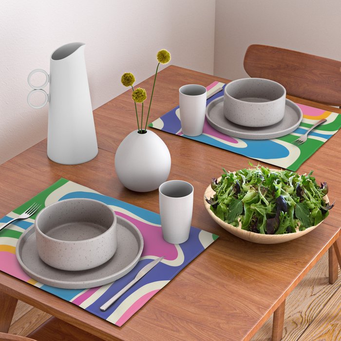 Retro Copacetic Colorful Fun Abstract Pattern Placemat Gallery Image 2