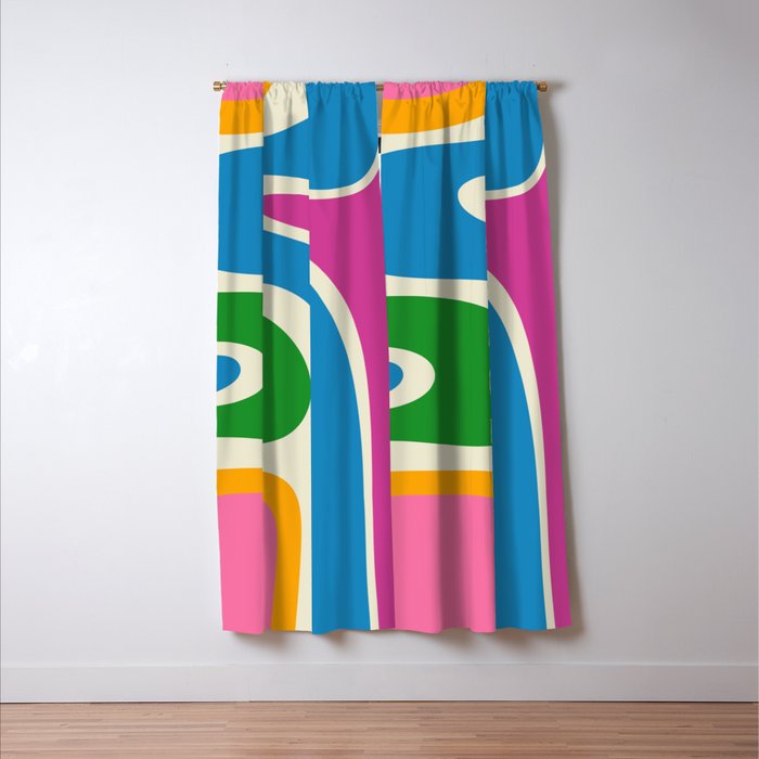 Retro Copacetic Colorful Fun Abstract Pattern Window Curtain Gallery Image 3