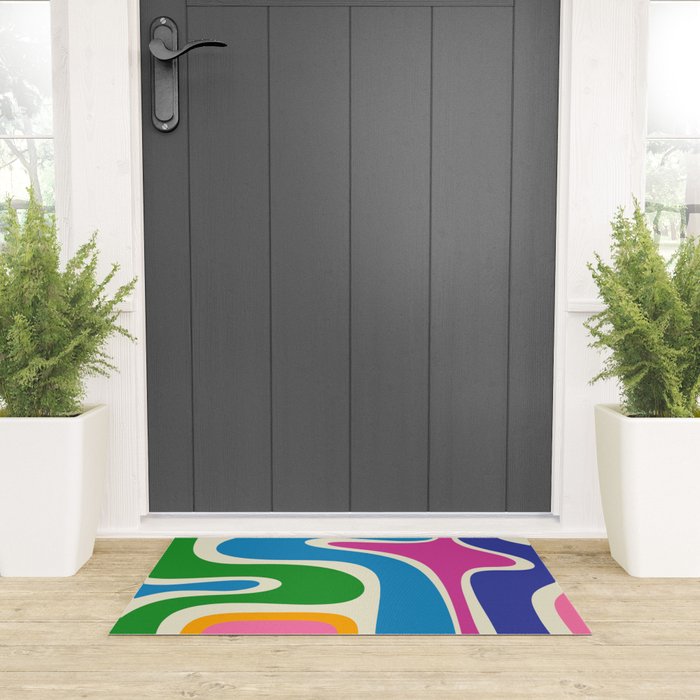 Retro Copacetic Colorful Fun Abstract Pattern Welcome Mat Gallery Image 3