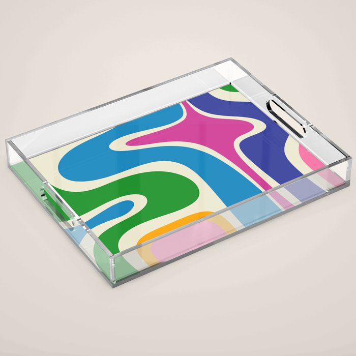 Retro Copacetic Colorful Fun Abstract Pattern Acrylic Tray Gallery Image 1