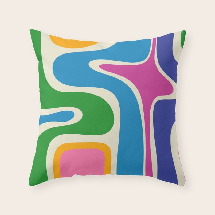 Retro Copacetic Colorful Fun Abstract Pattern Throw Pillow Gallery Image 1