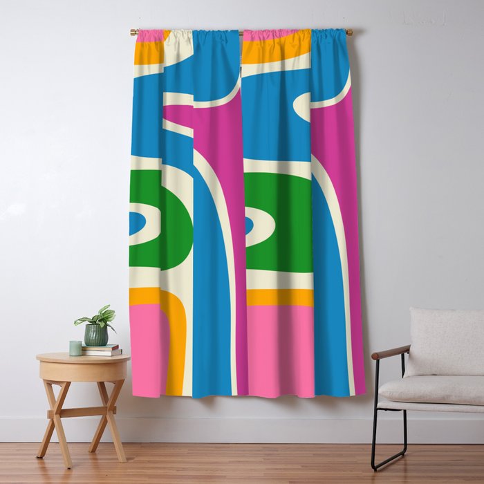Retro Copacetic Colorful Fun Abstract Pattern Window Curtain Gallery Image 5