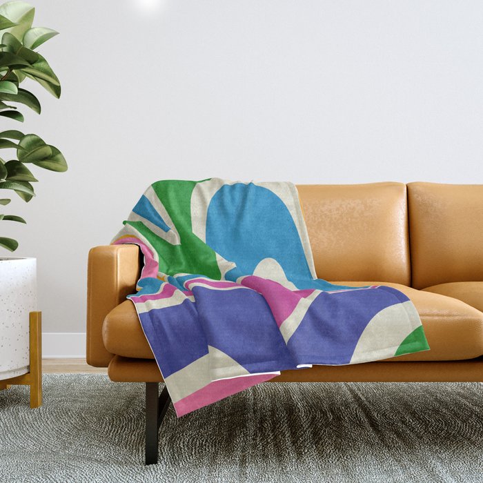 Retro Copacetic Colorful Fun Abstract Pattern Throw Blanket Gallery Image 1
