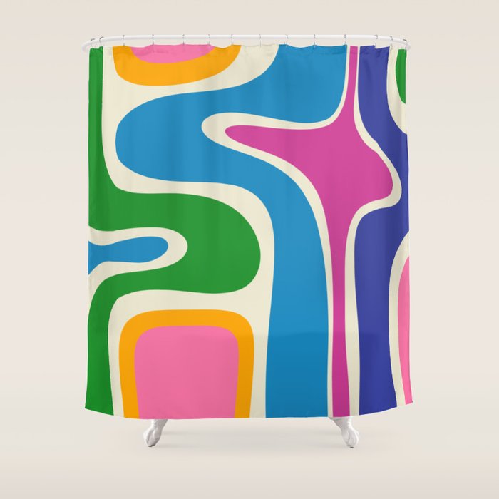 Retro Copacetic Colorful Fun Abstract Pattern Shower Curtain Gallery Image 1