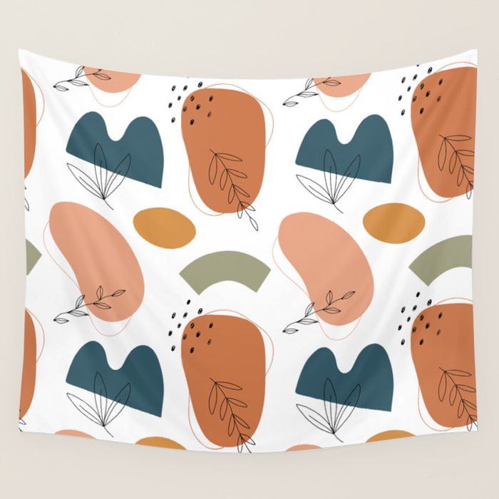 Abstract organic shape art pattern Wall Tapestry Gallery Image 4