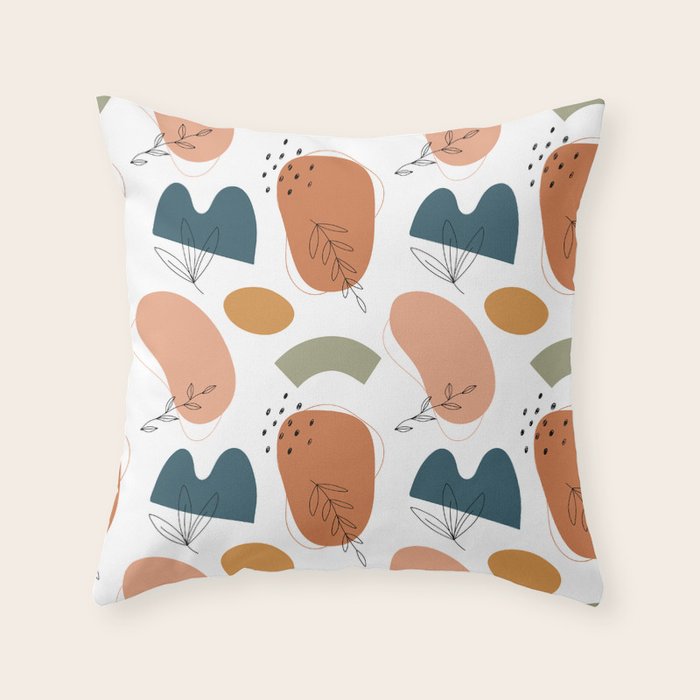 Abstract organic shape art pattern Throw Pillow Gallery Image 1