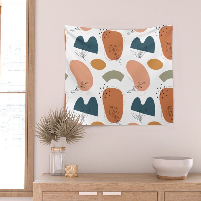 Abstract organic shape art pattern Wall Tapestry Gallery Image 2