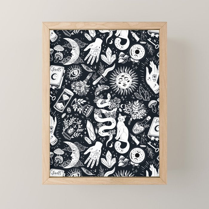 Witchy Things In Black And White Mini Art Print Gallery Image 1