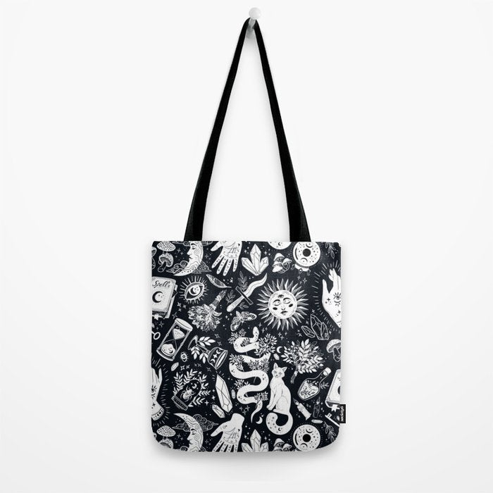 Witchy Things In Black And White Tote Bag Gallery Image 2