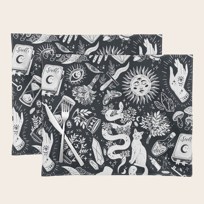 Witchy Things In Black And White Placemat Gallery Image 1