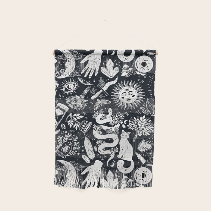 Witchy Things In Black And White Wall Hanging Gallery Image 1