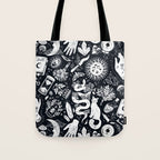 Witchy Things In Black And White Tote Bag Gallery Image 1