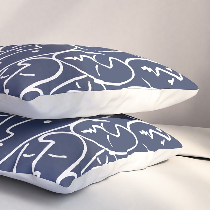 faces (navy) Pillow Sham Gallery Image 3