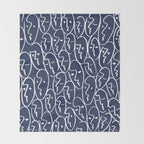faces (navy) Throw Blanket Gallery Image 2