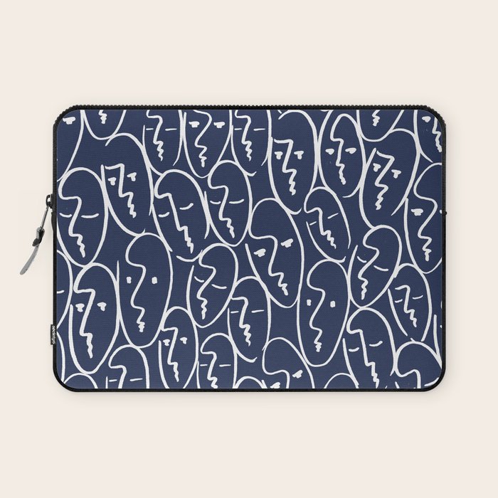 faces (navy) Laptop Sleeve Gallery Image 1
