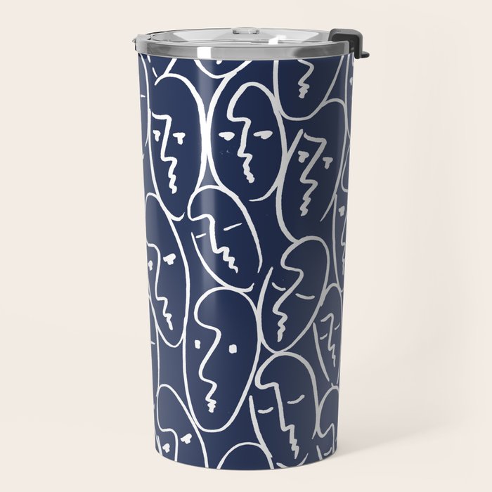 faces (navy) Travel Mug Gallery Image 2
