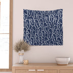 faces (navy) Wall Tapestry Gallery Image 2