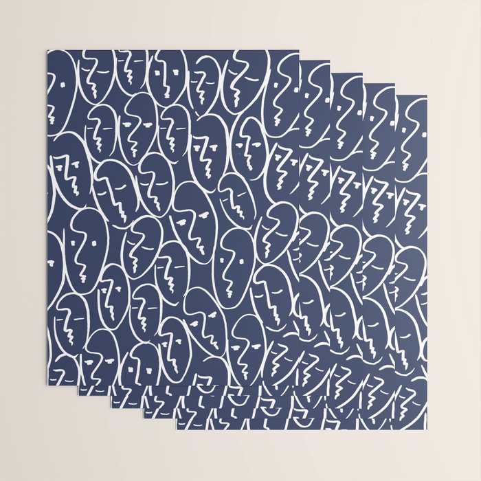faces (navy) Wrapping Paper Gallery Image 3