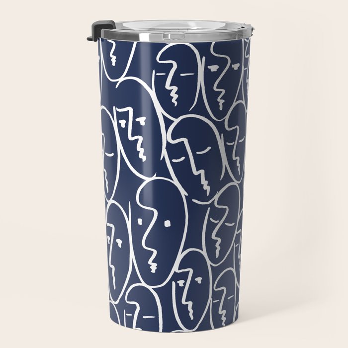 faces (navy) Travel Mug Gallery Image 3
