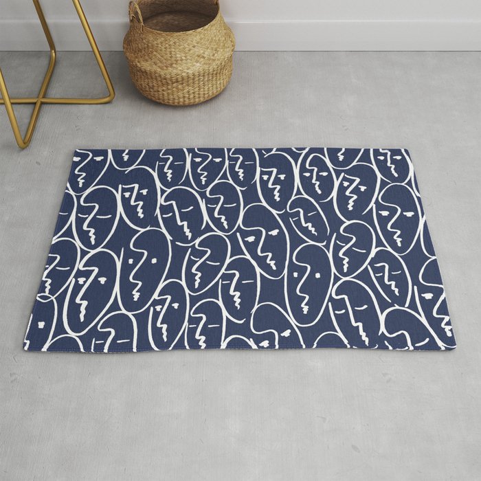 faces (navy) Rug Gallery Image 1