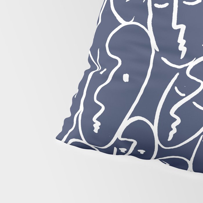 faces (navy) Pillow Sham Gallery Image 4