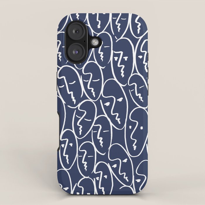 faces (navy) iPhone Case Gallery Image 1