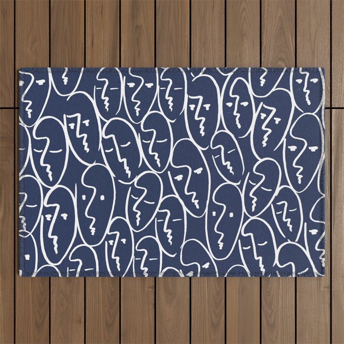 faces (navy) Outdoor Rug Gallery Image 1