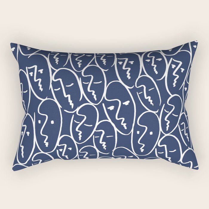 faces (navy) Rectangular Pillow Gallery Image 1