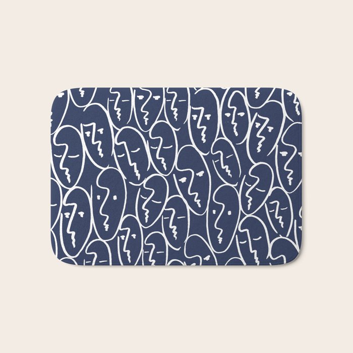 faces (navy) Bath Mat Gallery Image 1