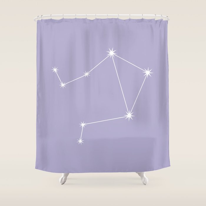 Libra Zodiac Star Constellation Line Art Pastel Lavender Shower Curtain Gallery Image 1