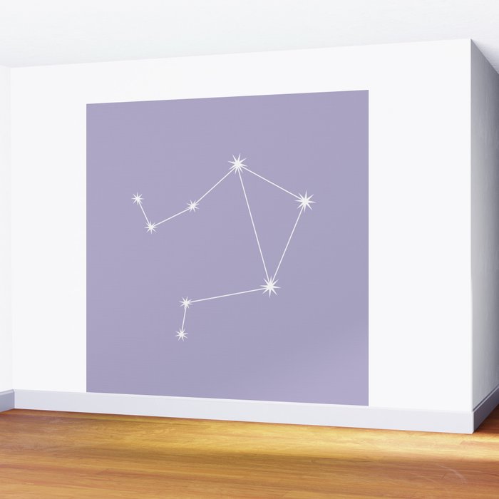 Libra Zodiac Star Constellation Line Art Pastel Lavender Wall Mural Gallery Image 2