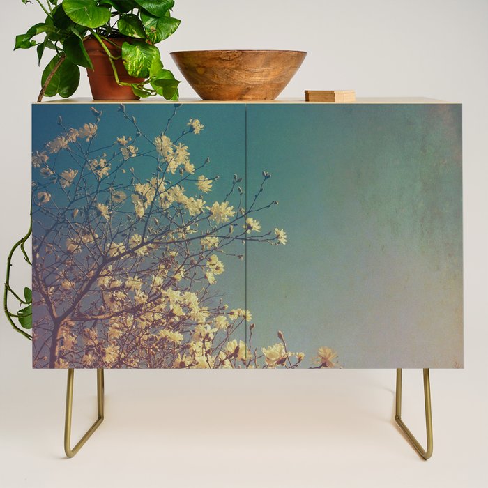 Head in the Clouds - minimal cottage core nature photo Credenza Gallery Image 1