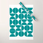 Mid Century Modern Geometric 04 Teal Wrapping Paper Gallery Image 1