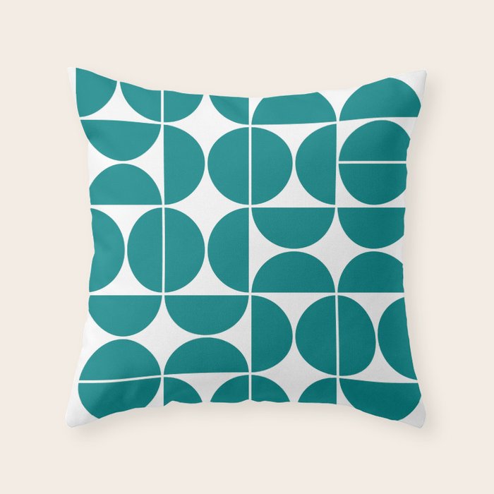 Mid Century Modern Geometric 04 Teal Throw Pillow Gallery Image 6