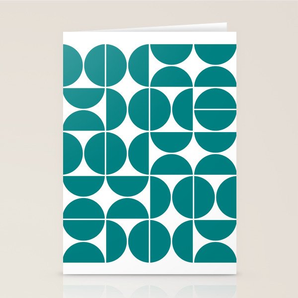 Mid Century Modern Geometric 04 Teal Stationery Card Gallery Image 1