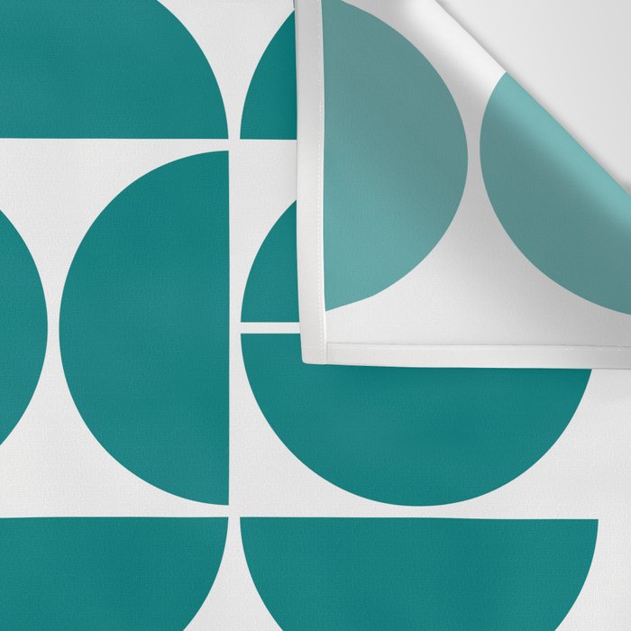 Mid Century Modern Geometric 04 Teal Wall Tapestry Gallery Image 3