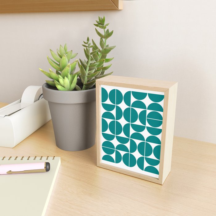 Mid Century Modern Geometric 04 Teal Mini Art Print Gallery Image 2