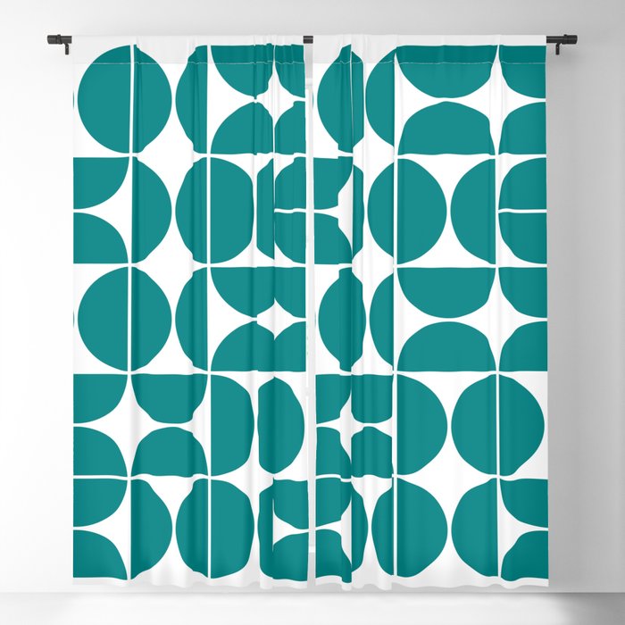 Mid Century Modern Geometric 04 Teal Window Curtain Gallery Image 5