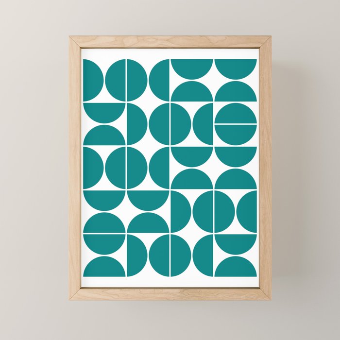 Mid Century Modern Geometric 04 Teal Mini Art Print Gallery Image 1