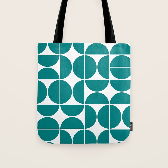 Mid Century Modern Geometric 04 Teal Tote Bag Gallery Image 1