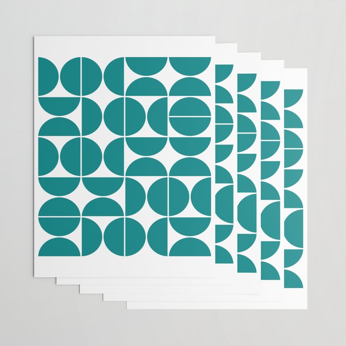 Mid Century Modern Geometric 04 Teal Wrapping Paper Gallery Image 3