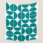 Mid Century Modern Geometric 04 Teal Wall Tapestry Gallery Image 4