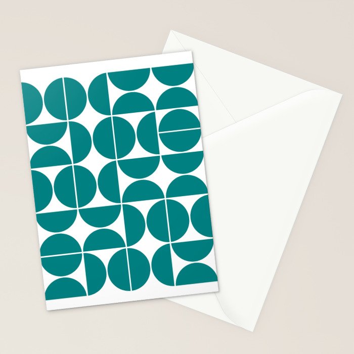 Mid Century Modern Geometric 04 Teal Stationery Card Gallery Image 2
