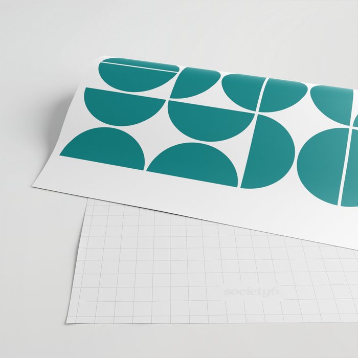 Mid Century Modern Geometric 04 Teal Wrapping Paper Gallery Image 2