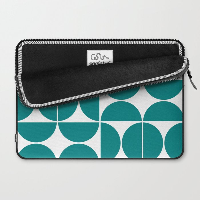 Mid Century Modern Geometric 04 Teal Laptop Sleeve Gallery Image 2