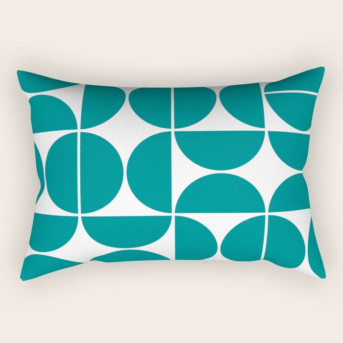 Mid Century Modern Geometric 04 Teal Rectangular Pillow Gallery Image 2