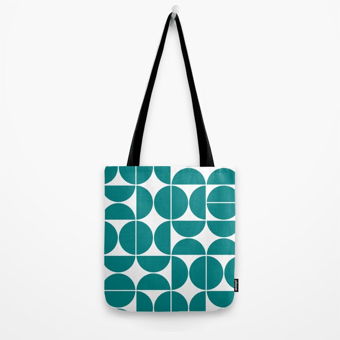 Mid Century Modern Geometric 04 Teal Tote Bag Gallery Image 2