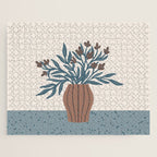 Brown Flowers in a Vase - Minimalist Floral Still Life Jigsaw Puzzle Gallery Image 1